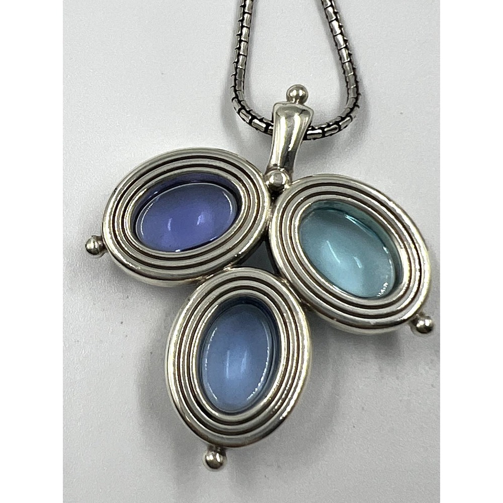 Brighton Jules Blue Crystals Pendant Necklace Silver - Picture 4 of 5